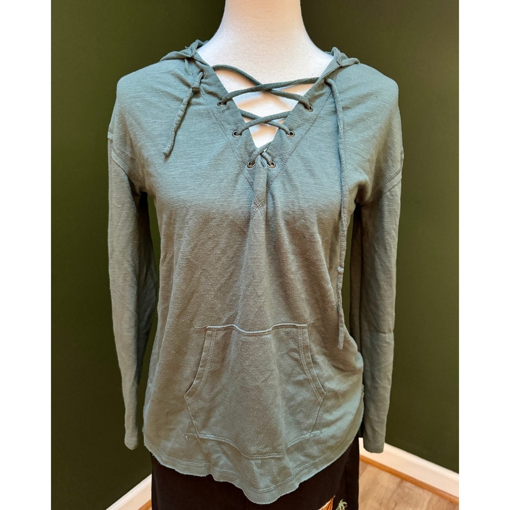 Mossimo Supply Co Green Lace Up Lightweight Hoodie Women's Small